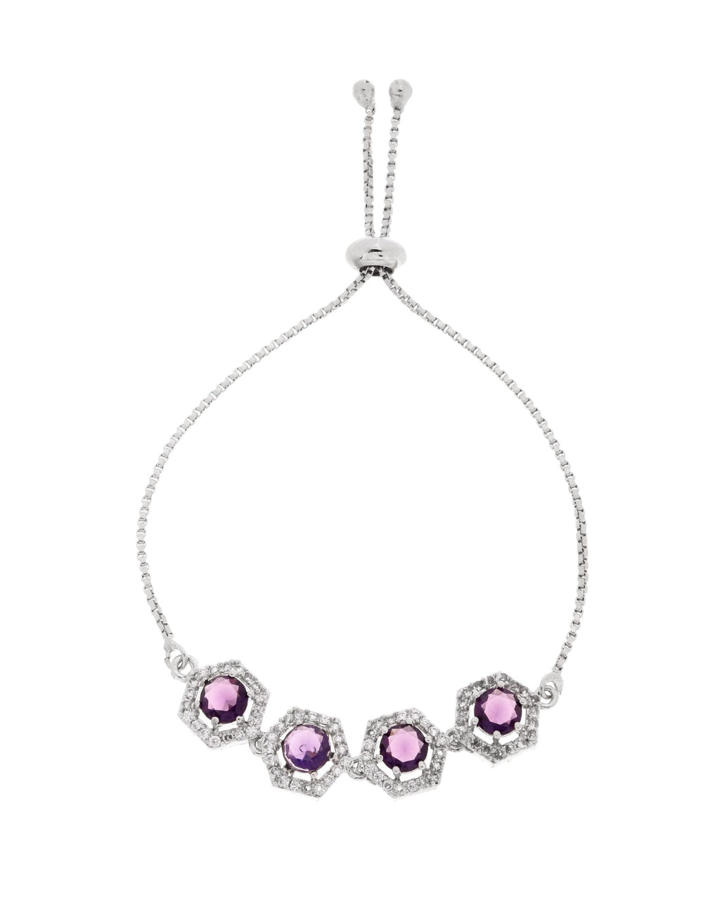 Jewels Nest Purple Stone Diamond-Style Adjustable Bracelet | Grocsy
