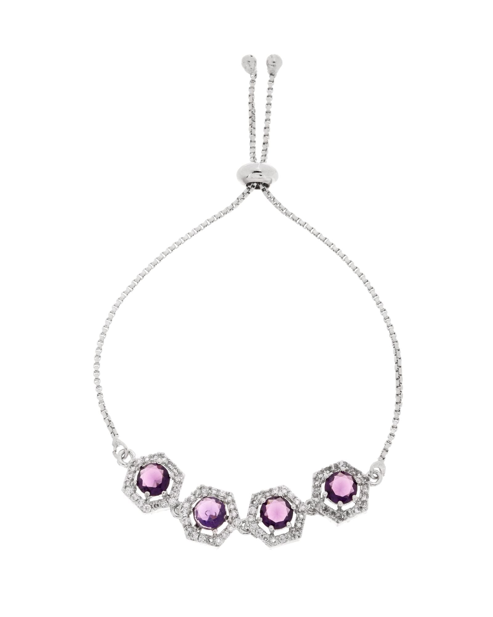 Jewels Nest Purple Stone Diamond-Style Adjustable Bracelet | Grocsy