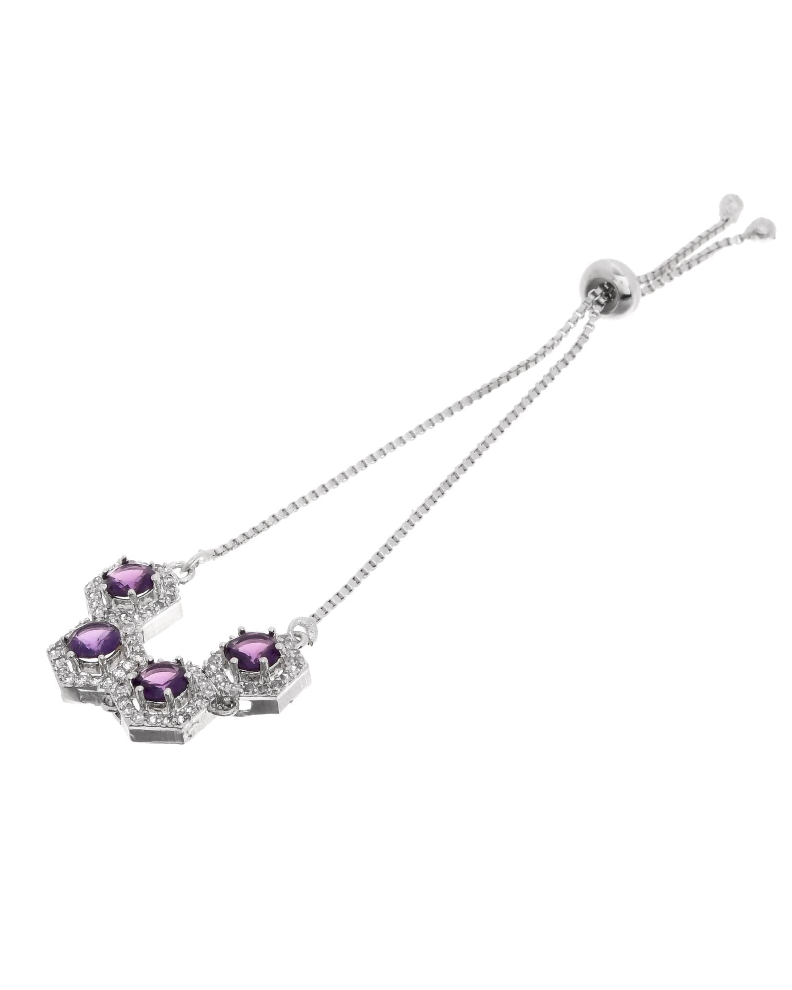 Jewels Nest Purple Stone Diamond-Style Adjustable Bracelet | Grocsy