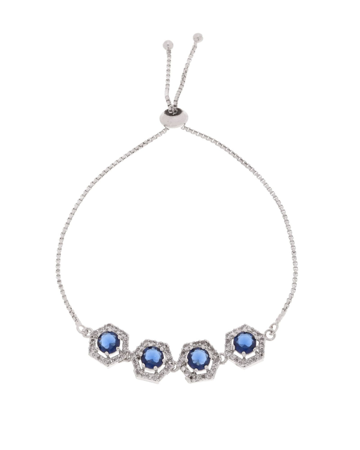 Jewels Nest Blue Stone Diamond-Style Adjustable Bracelet | Grocsy
