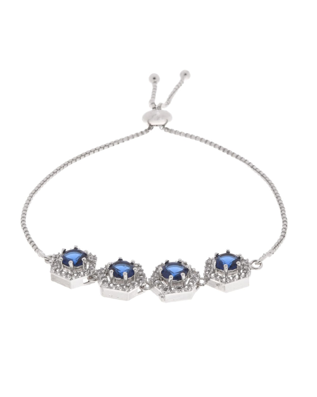 Jewels Nest Blue Stone Diamond-Style Adjustable Bracelet | Grocsy