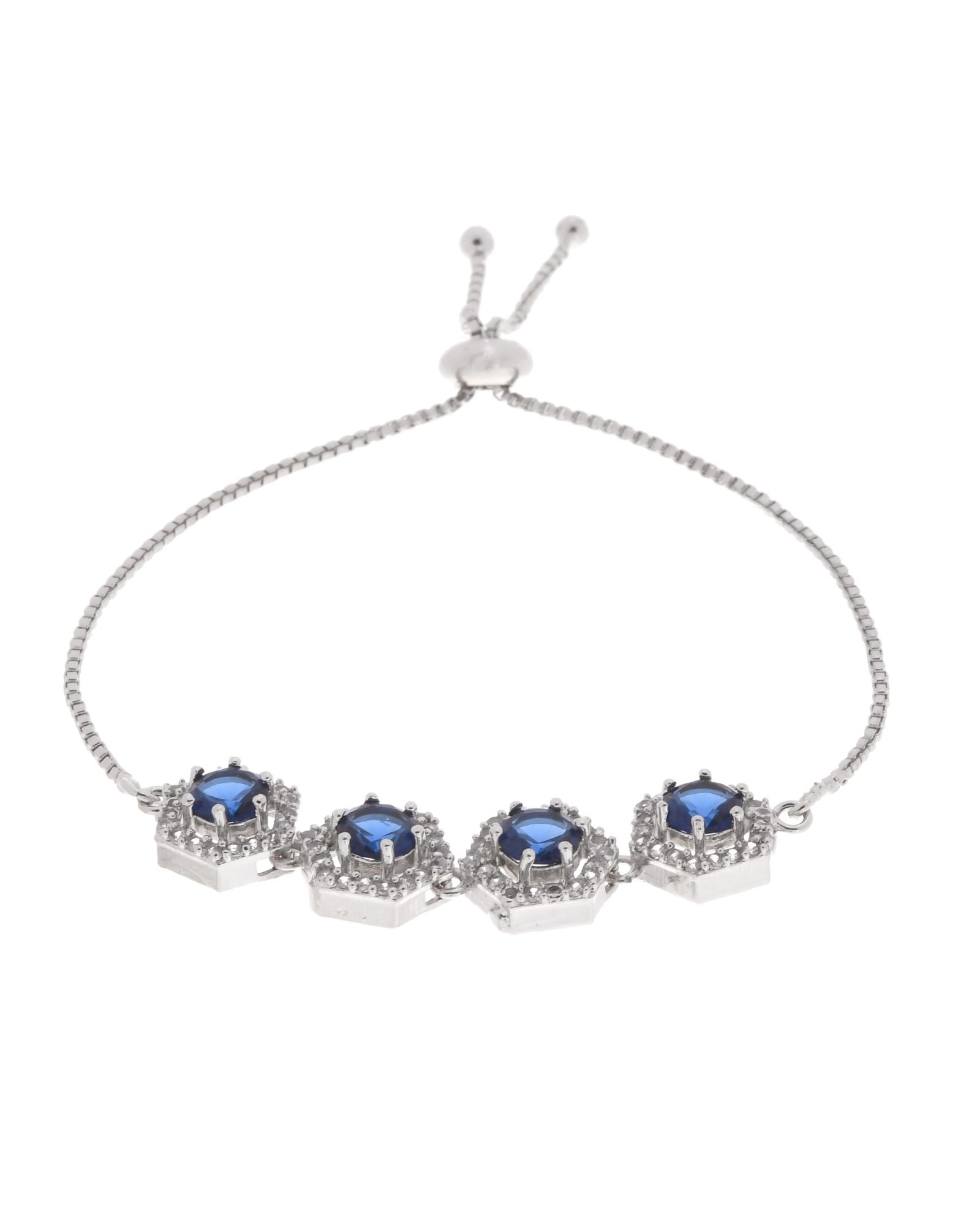 Jewels Nest Blue Stone Diamond-Style Adjustable Bracelet | Grocsy
