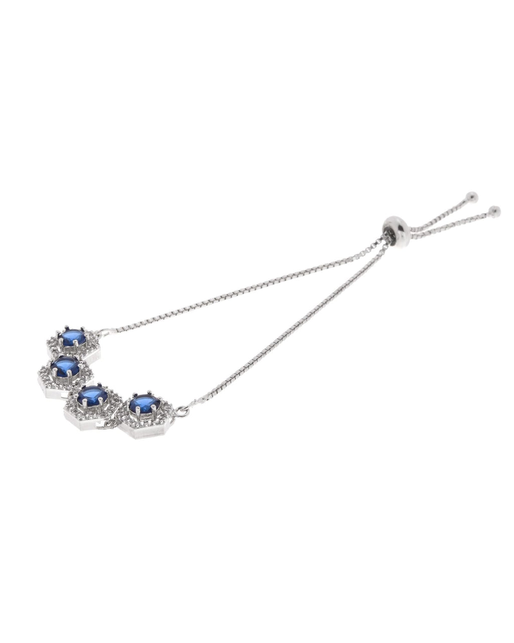 Jewels Nest Blue Stone Diamond-Style Adjustable Bracelet | Grocsy