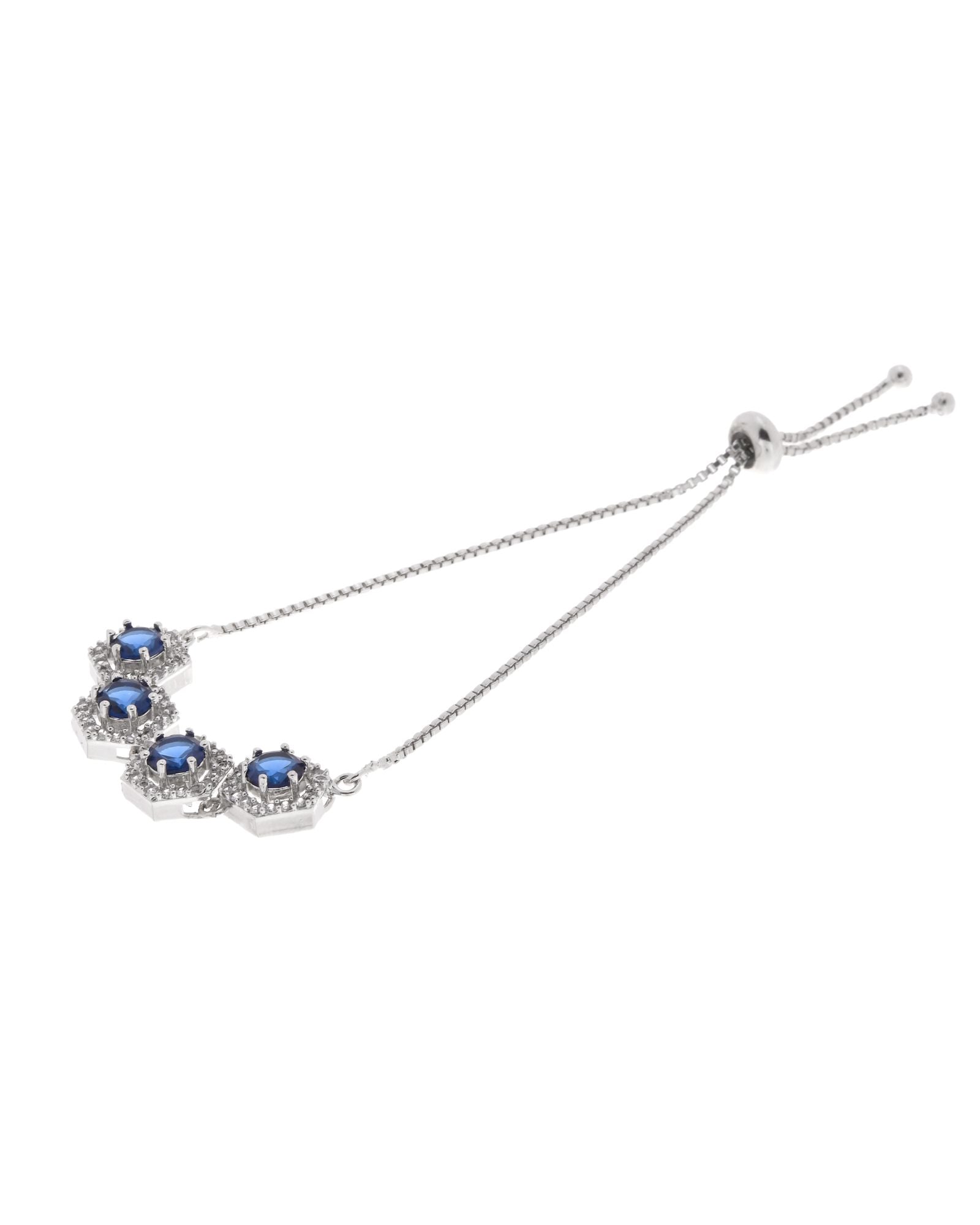 Jewels Nest Blue Stone Diamond-Style Adjustable Bracelet | Grocsy
