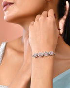 Jewels Nest Pink Oval Stone Diamond-Style Adjustable Bracelet | Grocsy