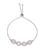 Jewels Nest Pink Oval Stone Diamond-Style Adjustable Bracelet | Grocsy