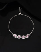 Jewels Nest Pink Oval Stone Diamond-Style Adjustable Bracelet | Grocsy