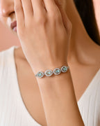 Jewels Nest Mint Green Oval Stone Diamond-Style Adjustable Bracelet | Grocsy
