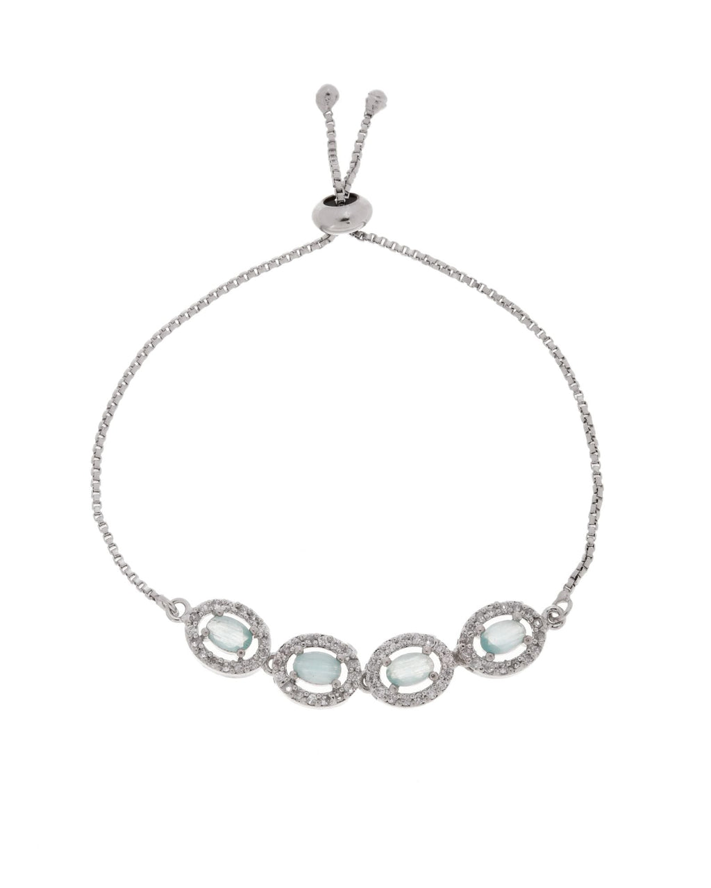 Jewels Nest Mint Green Oval Stone Diamond-Style Adjustable Bracelet | Grocsy