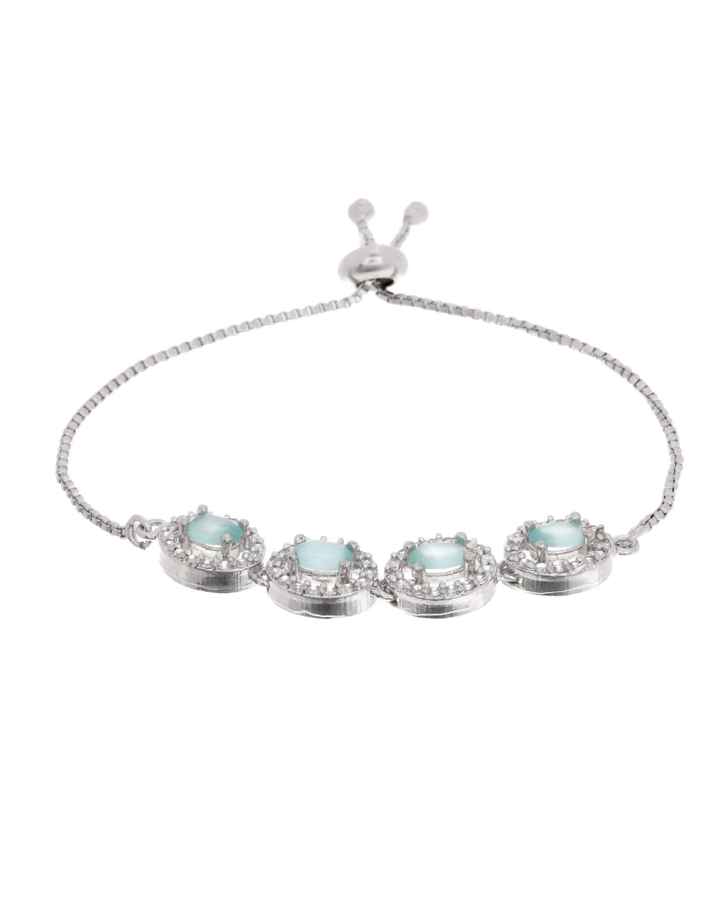 Jewels Nest Mint Green Oval Stone Diamond-Style Adjustable Bracelet | Grocsy