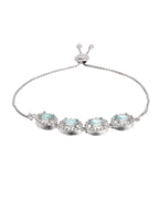 Jewels Nest Mint Green Oval Stone Diamond-Style Adjustable Bracelet | Grocsy