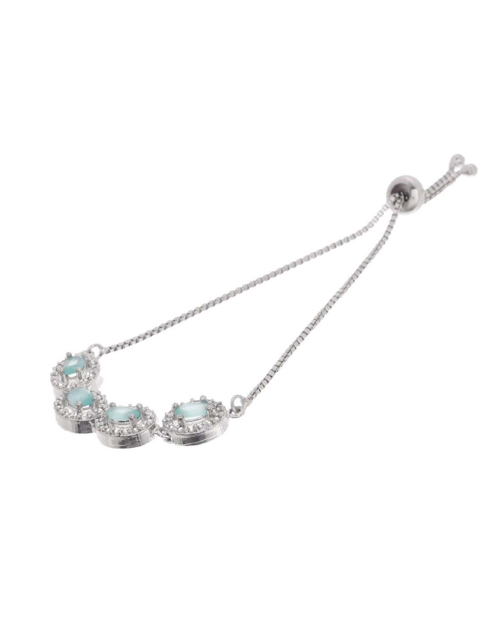 Jewels Nest Mint Green Oval Stone Diamond-Style Adjustable Bracelet | Grocsy