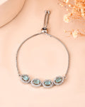 Jewels Nest Mint Green Oval Stone Diamond-Style Adjustable Bracelet | Grocsy
