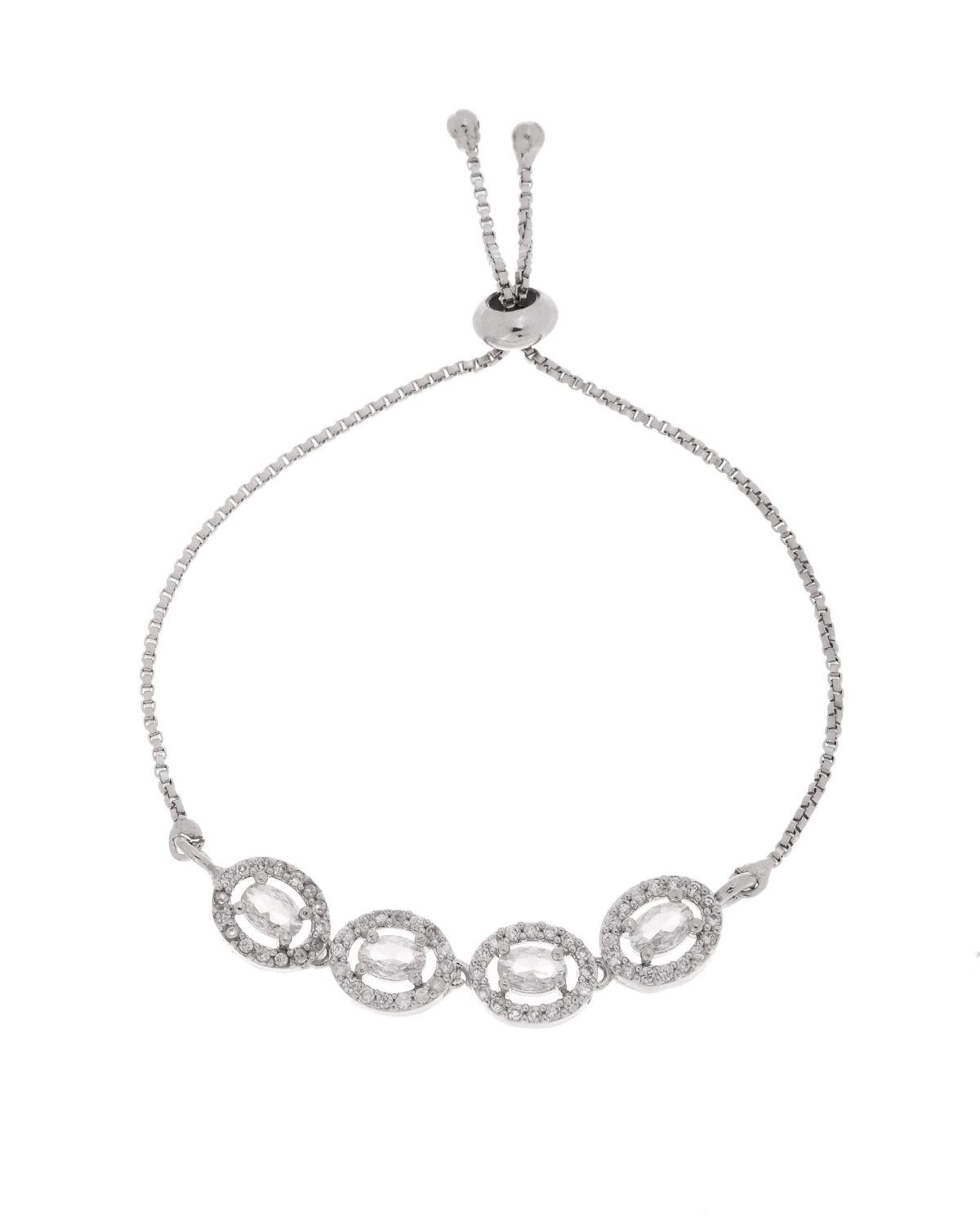 Jewels Nest Classic Oval White Stone Diamond-Style Adjustable Bracelet | Grocsy