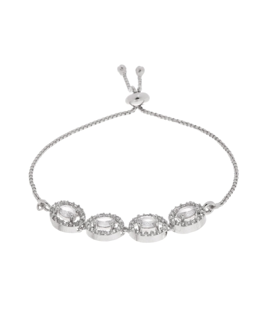 Jewels Nest Classic Oval White Stone Diamond-Style Adjustable Bracelet | Grocsy