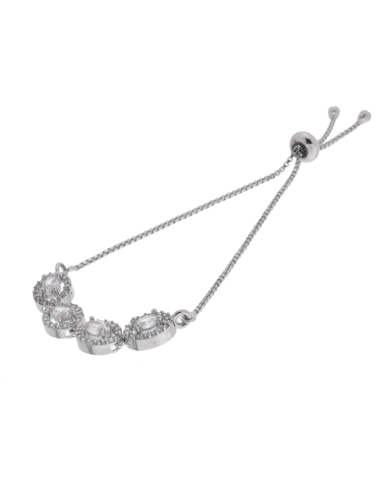 Jewels Nest Classic Oval White Stone Diamond-Style Adjustable Bracelet | Grocsy