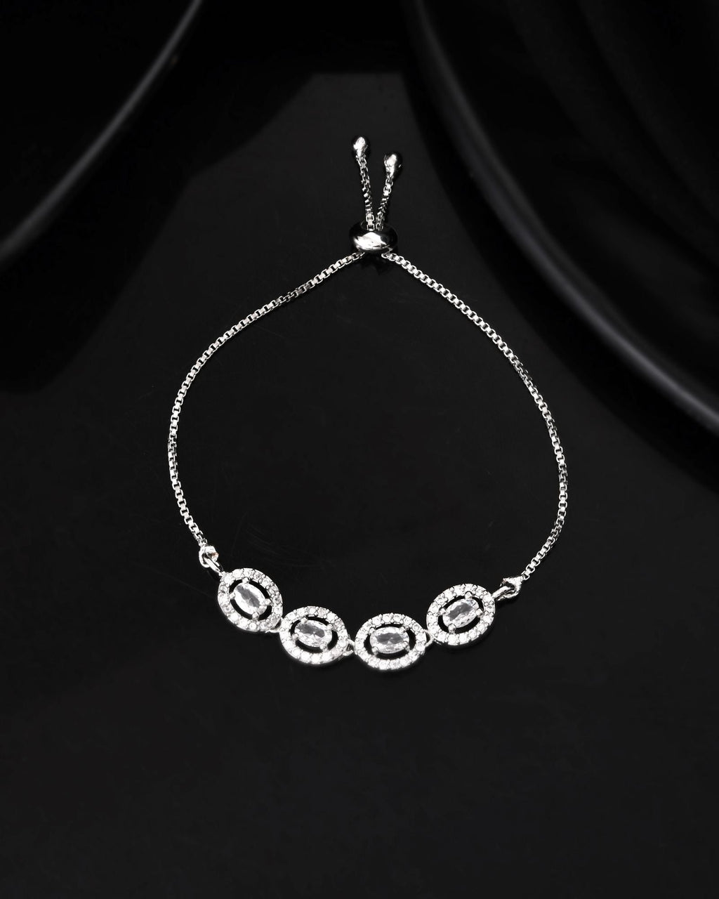 Jewels Nest Classic Oval White Stone Diamond-Style Adjustable Bracelet | Grocsy