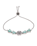 Jewels Nest Mint Green Floral Diamond-Style Adjustable Bracelet For Women | Grocsy