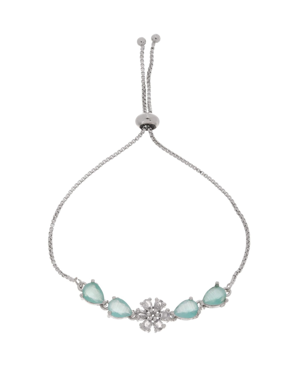 Jewels Nest Mint Green Floral Diamond-Style Adjustable Bracelet For Women | Grocsy