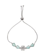 Jewels Nest Mint Green Floral Diamond-Style Adjustable Bracelet For Women | Grocsy