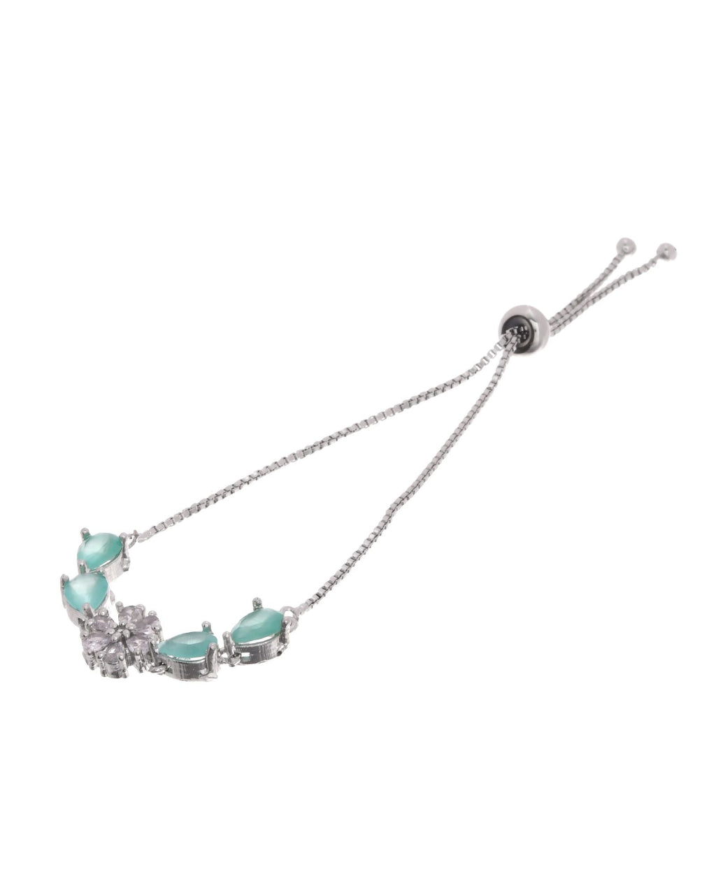 Jewels Nest Mint Green Floral Diamond-Style Adjustable Bracelet For Women | Grocsy