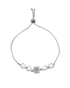 Jewels Nest Classic White Floral Diamond-Style Adjustable Bracelet | Grocsy
