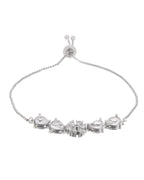 Jewels Nest Classic White Floral Diamond-Style Adjustable Bracelet | Grocsy