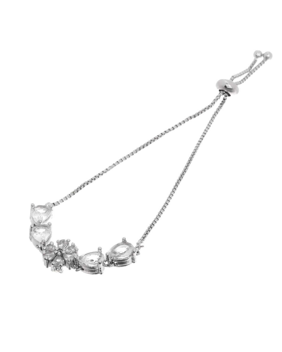 Jewels Nest Classic White Floral Diamond-Style Adjustable Bracelet | Grocsy
