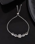 Jewels Nest Classic White Floral Diamond-Style Adjustable Bracelet | Grocsy
