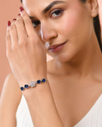 Jewels Nest Royal Blue Floral Diamond-Style Adjustable Bracelet | Grocsy