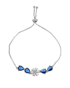 Jewels Nest Royal Blue Floral Diamond-Style Adjustable Bracelet | Grocsy