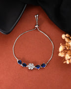 Jewels Nest Royal Blue Floral Diamond-Style Adjustable Bracelet | Grocsy