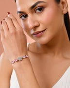 Jewels Nest Soft Pink Floral Diamond-Style Adjustable Bracelet | Grocsy