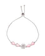 Jewels Nest Soft Pink Floral Diamond-Style Adjustable Bracelet | Grocsy