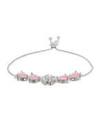 Jewels Nest Soft Pink Floral Diamond-Style Adjustable Bracelet | Grocsy
