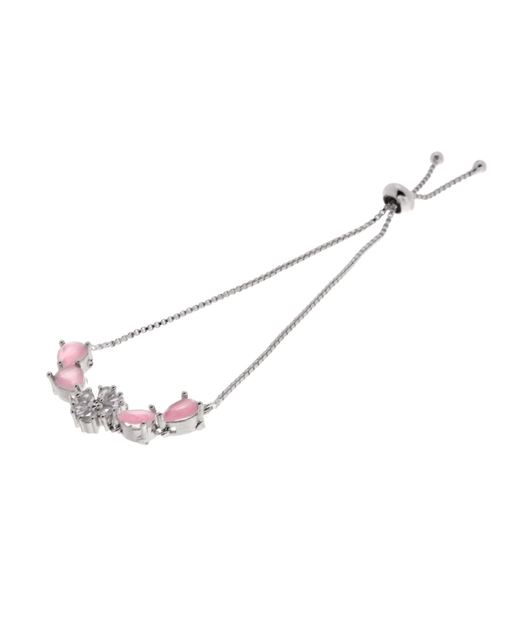 Jewels Nest Soft Pink Floral Diamond-Style Adjustable Bracelet | Grocsy