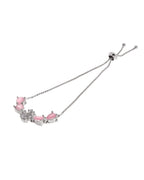 Jewels Nest Soft Pink Floral Diamond-Style Adjustable Bracelet | Grocsy