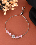 Jewels Nest Soft Pink Floral Diamond-Style Adjustable Bracelet | Grocsy