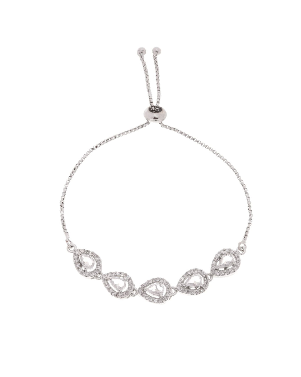 Jewels Nest White Teardrop Diamond-Style Adjustable Bracelet | Grocsy