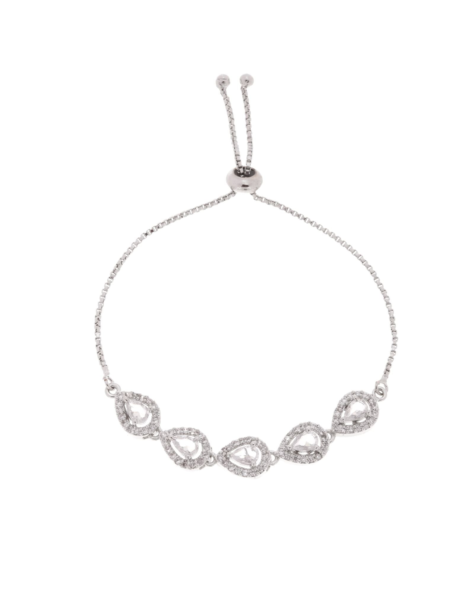 Jewels Nest White Teardrop Diamond-Style Adjustable Bracelet | Grocsy