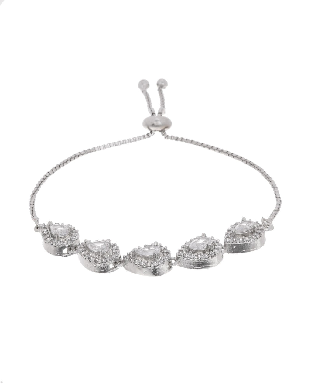 Jewels Nest White Teardrop Diamond-Style Adjustable Bracelet | Grocsy
