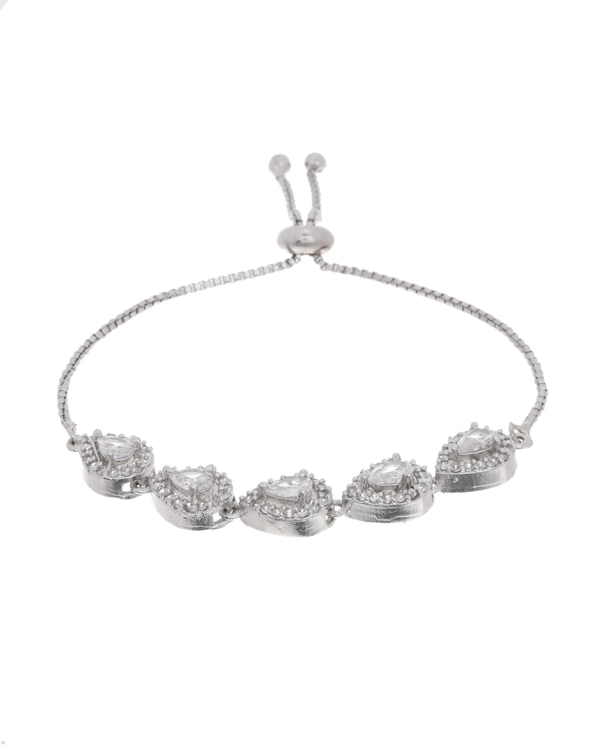Jewels Nest White Teardrop Diamond-Style Adjustable Bracelet | Grocsy