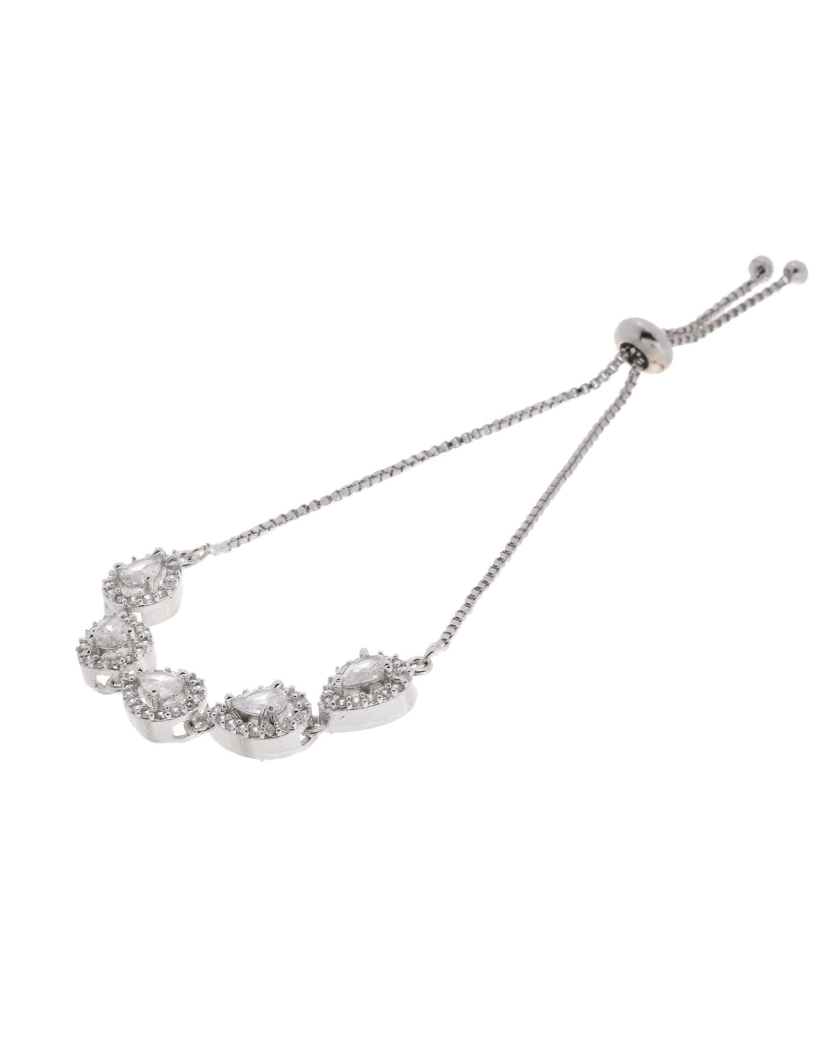Jewels Nest White Teardrop Diamond-Style Adjustable Bracelet | Grocsy