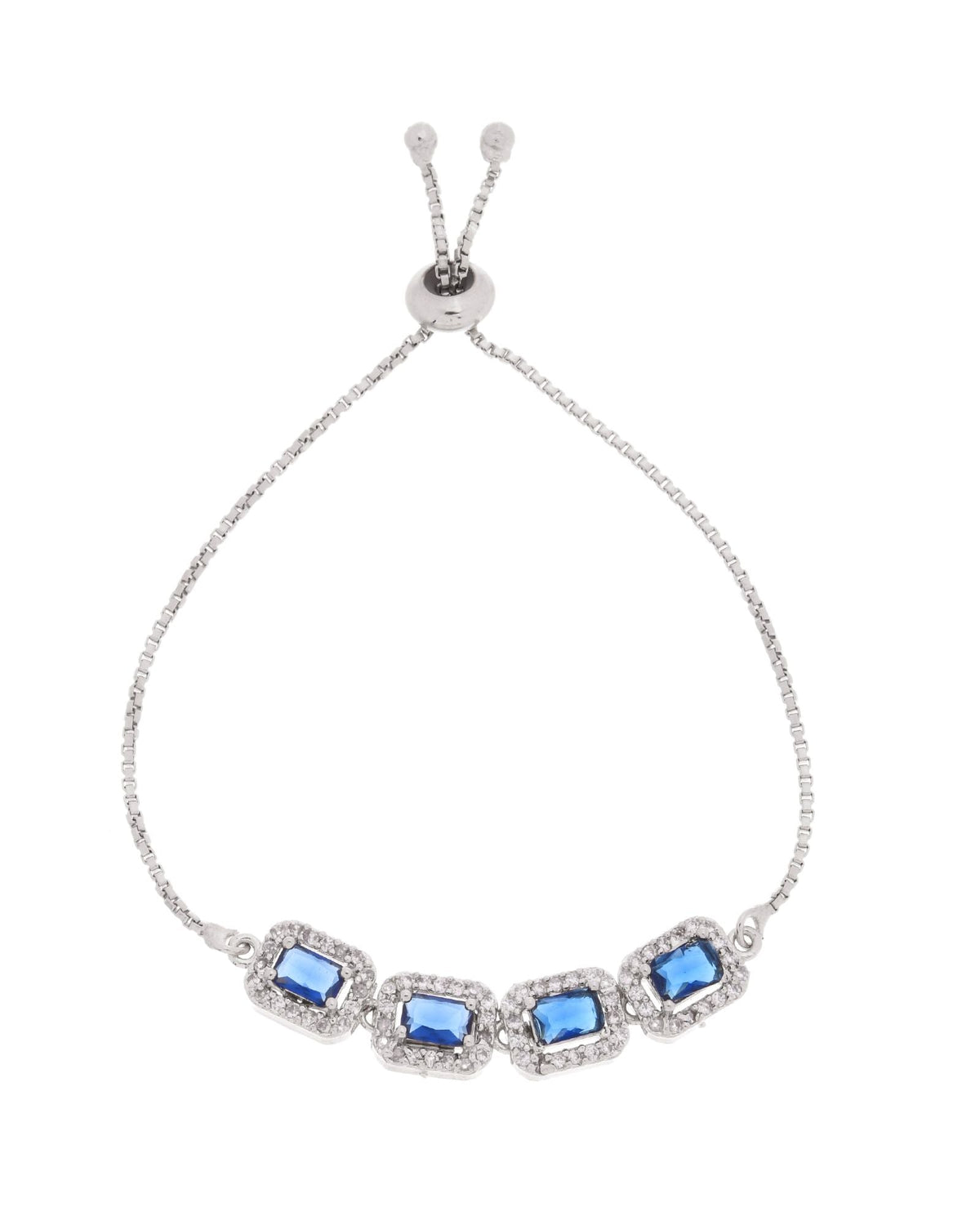 Jewels Nest Navy Blue Square Stone Diamond-Style Adjustable Bracelet | Grocsy