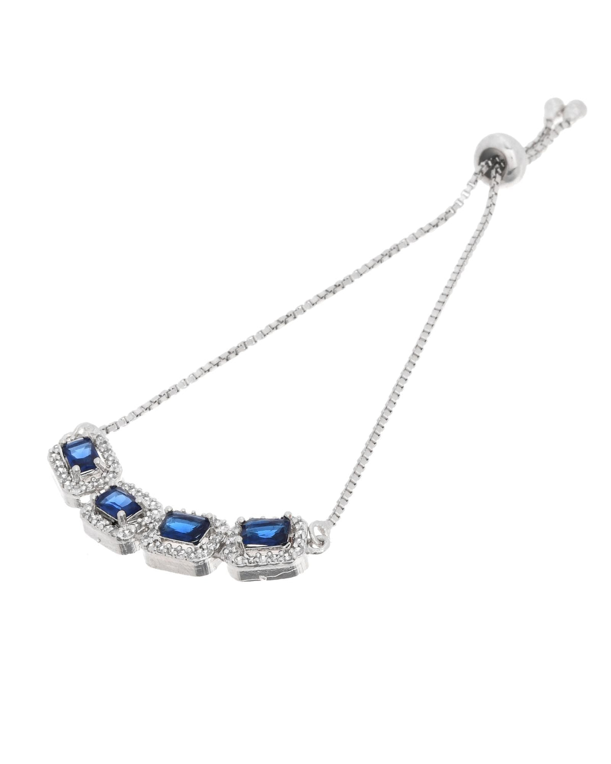 Jewels Nest Navy Blue Square Stone Diamond-Style Adjustable Bracelet | Grocsy