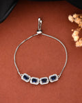 Jewels Nest Navy Blue Square Stone Diamond-Style Adjustable Bracelet | Grocsy