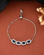 Jewels Nest Navy Blue Square Stone Diamond-Style Adjustable Bracelet | Grocsy
