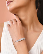 Jewels Nest Classic White Square Stone Diamond-Style Adjustable Bracelet | Grocsy