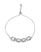 Jewels Nest Classic White Square Stone Diamond-Style Adjustable Bracelet | Grocsy