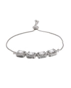 Jewels Nest Classic White Square Stone Diamond-Style Adjustable Bracelet | Grocsy